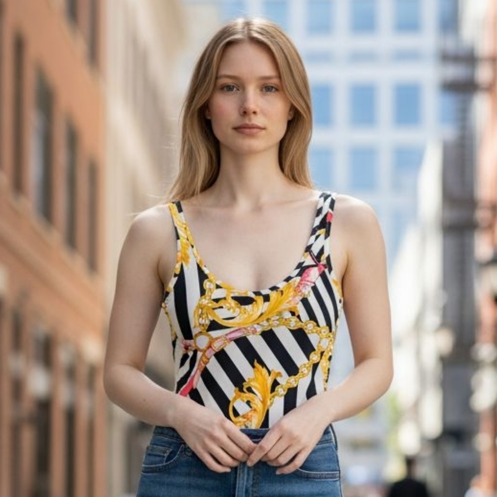 La Banga Baroque Print Body Suit - Small
